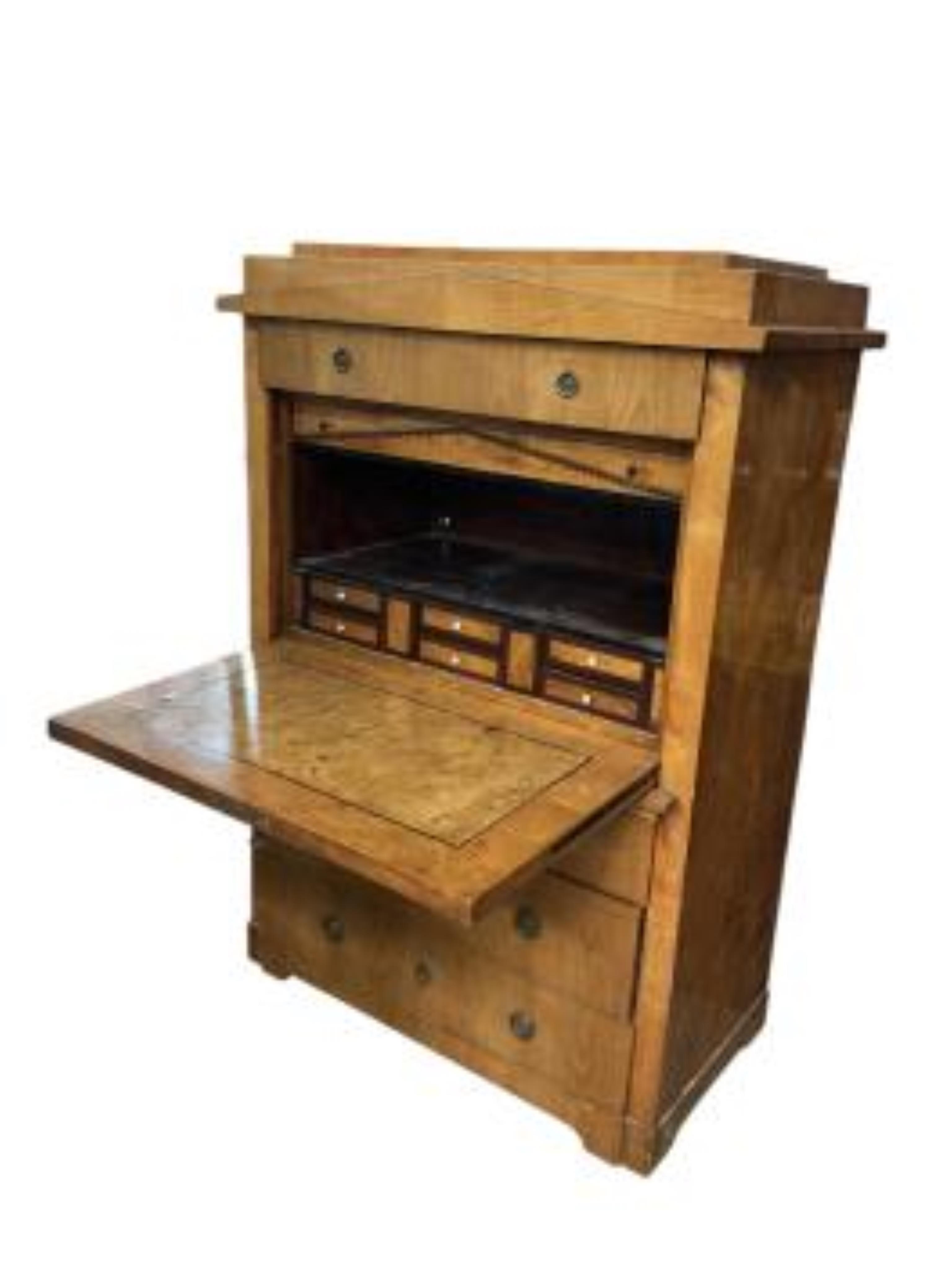 A 19th century Biedermeier cherry secretaire en abattant, width 106cm, depth 56cm, height 150cm